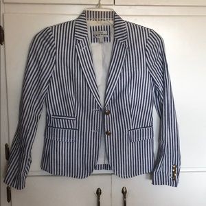 J.Crew Schoolboy Blazer 0 – Blue/White Pinstripe Classic Preppy Seersucker